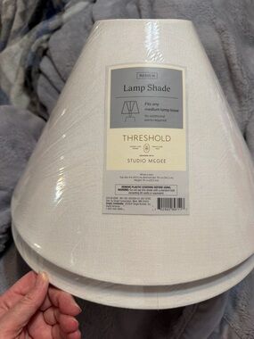 Threshold Studio McGee Medium White Linen Lamp Shade Set of 2 shades